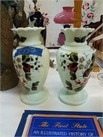 Pair Of Light Green Bristol Glass Vases