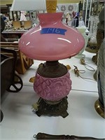 Pink Converted Oil Table Lamp