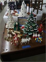 Vintage Christmas Items Ceramic Tree No Bases Etc