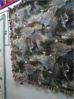 Eagle And American Flag Throw Blanket