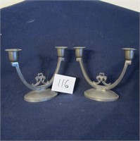 2 Wallace Pewter Candle Holders