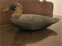 Hand Carved Early Wooden Glass Eyed Duck Decoy