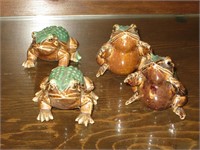 4 Decorative Ceramic Frogs