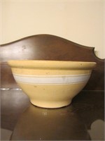 Yellow Ware White Ring Large Mixing Bowl