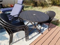 Patio Table W/4 Chairs, Composite Wicker