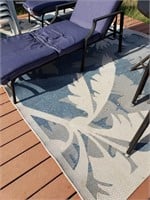 Outdoor Blue  And White Rug