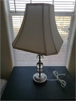 Lamp, Silver Tone Base W/shade,