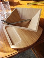 Wood Bowl, Cheese Tray, Metal Straws