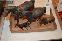 Set of 3 Bronze Horses