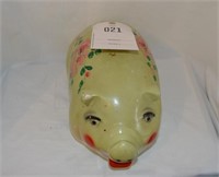 Large Green Painted Piggy Bank