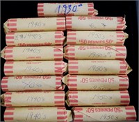 Wheat Cents - 15 Rolls, 30s - 50s (750, 1 Lot)