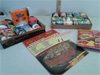 Lot of canned and boxed food items, Potato