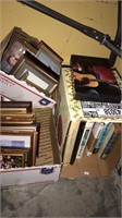 Three small boxes of picture frames some have