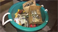 Large tub full of hardware and tools (777)