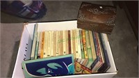 Box lot of books, nice wood boxe and more