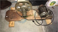 Sausage grinding set up with an electric motor,