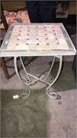 Tile top metal bass patio table, 21 x 14 x 14 COM