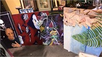 Four large original oil paintings, about 40 x 30,