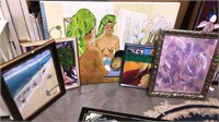 Five original oil paintings, a couple of them are