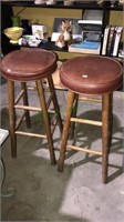 Pair of barstools with brown vinyl sheets, 30