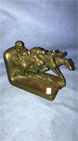 Bronze horse racing book end, sign Jay B809, over