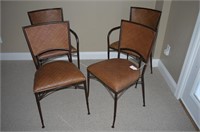 4 Metal dining chair with wicker woven back