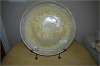 Artisan Pottery platter on metal stand