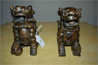 Pair of wooden carved Fu Dogs