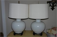 Pair ginger jar form white porcelain lamp on