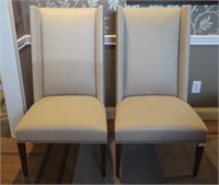 Pair modern era upholstered master dining chairs