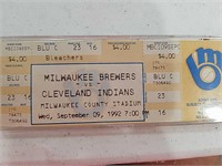 Original unused game ticket Brewers vs Indians