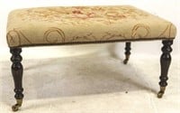 FLORAL NEEDLEPOINT COVERED OTTOMAN