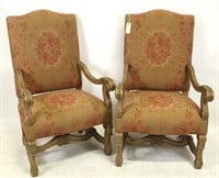 PAIR 18th C. FRENCH STYLE GILDED HIGHBACK CHAIRS