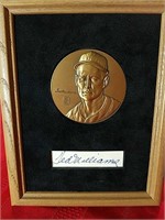 1 Ted Wlliams Bronze Medallion framed autograph