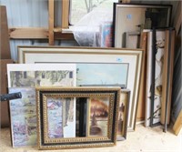 GROUPING OF PICTURE FRAMES AND PRINTS ETC