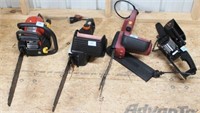 3 ELECTRIC CHAIN SAWS AND 1 GAS CHAIN SAW