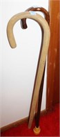 TWO WOODEN VINTAGE WALKING CANES