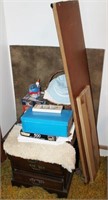 END TABLE WITH PUZZLES BASKET SEWING NOTIONS ETC