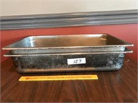 Lot of Two Stainless Steel Full Size Prep Pans -