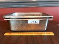 Lot of 3 Stainless Steel Half Pans - 4" Tall