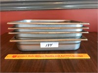 Lot of 4 Stainless Steel Half Pans - 2 1/2" Tall