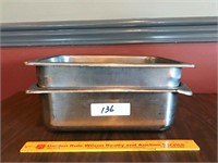 Lot of 2 Stainless Steel Half Pans - 4" Tall
