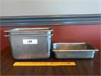 Lot of 3 Stainless Steel Prep Pans - 1/4 Pans -