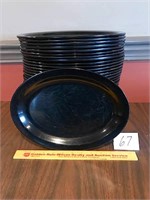 Lot of 37 Black Plastic Serving Plates/Trays 12"