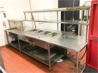 Large Stainless Steel Prep Table w/Steam Units &