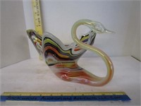 Art Deco Hand Blown Glass Swan