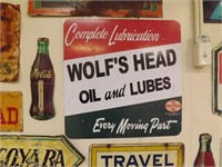 Vintage Wolf's Head Metal Sign