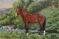 Ivanhoe Whitted Horses in Landscape O/B