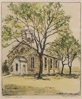 Margaret Whittemore "Waubaunsee Church" Woodblock