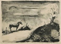 Karl Mattern Landscape with Horse Drawing